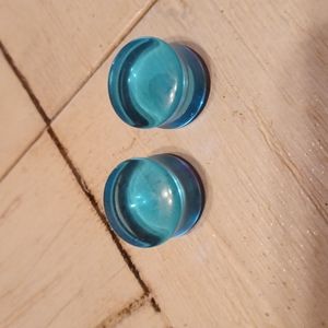 Blue glass gauges body jewelry